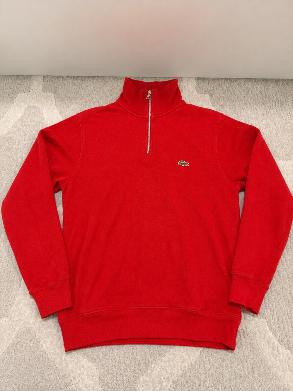 Lacoste Men’s Bright Red Zip-Up Pullover Sweater